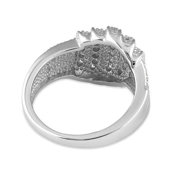 Solid Sterling Silver Elegant CZ Pave Ring New - Picture 4 of 5